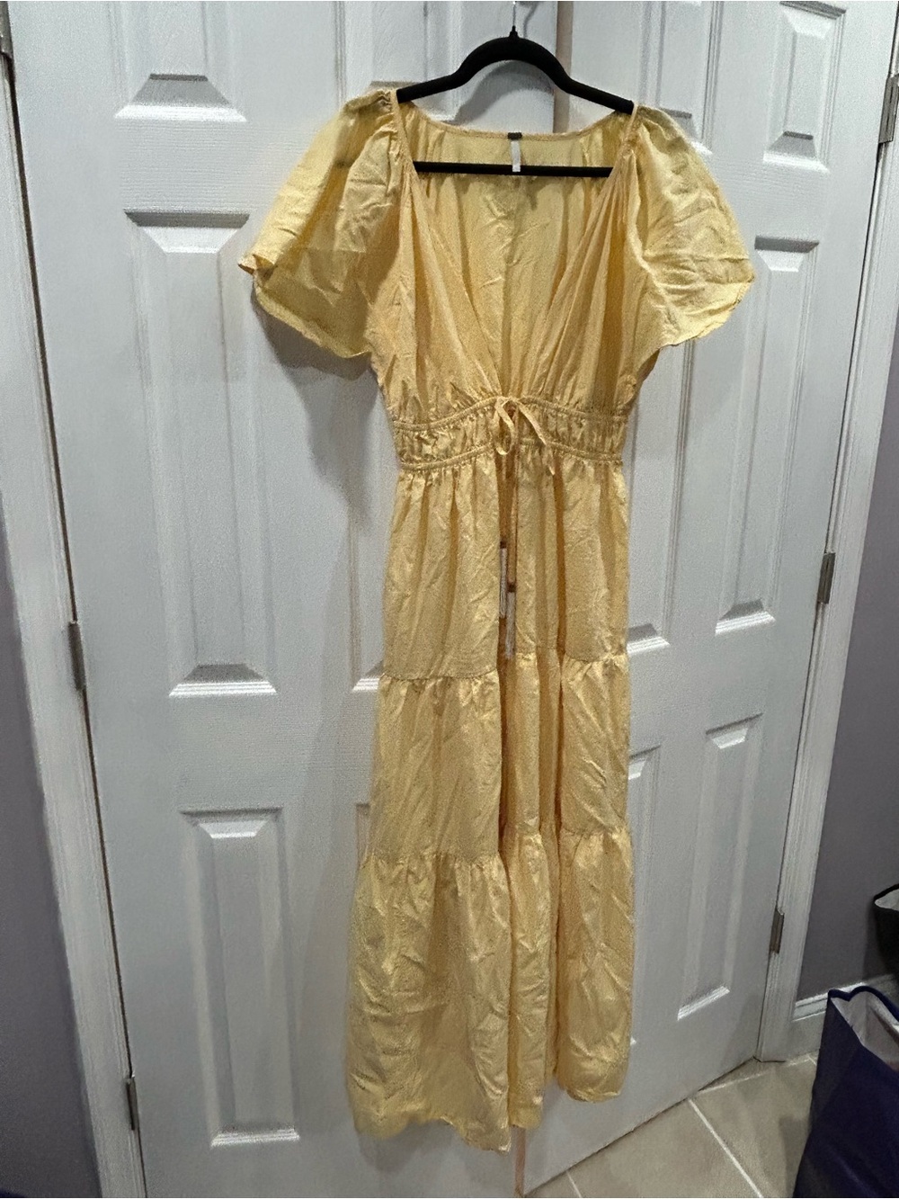 YFB Sunlit Yellow Tiered Maxi Dress with Drawstring Waist